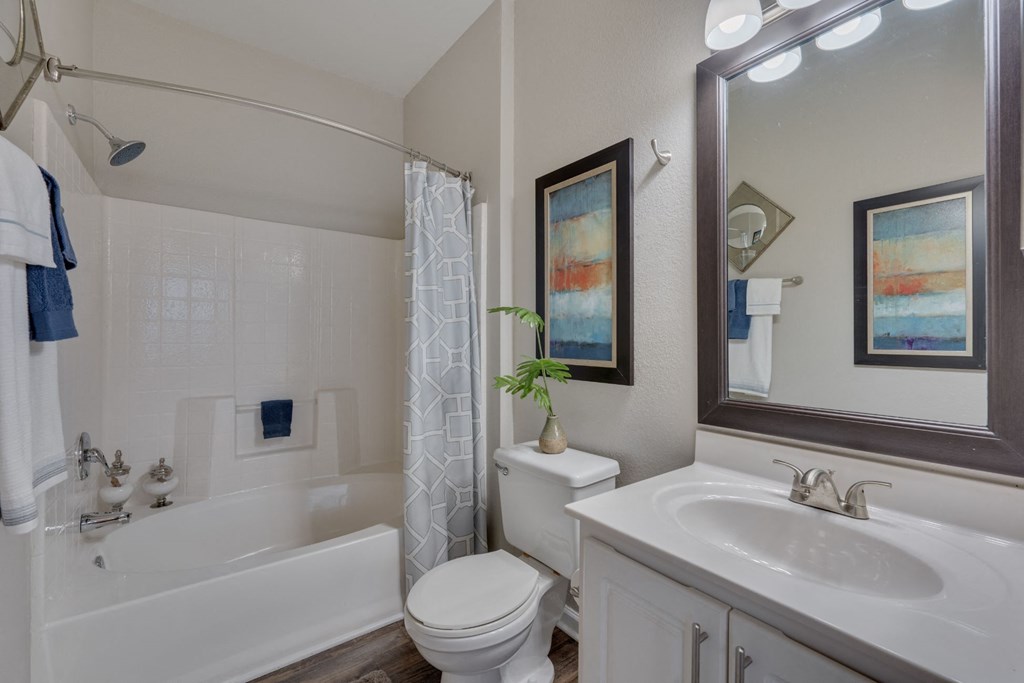 a bathroom with a sink toilet and a bath tub