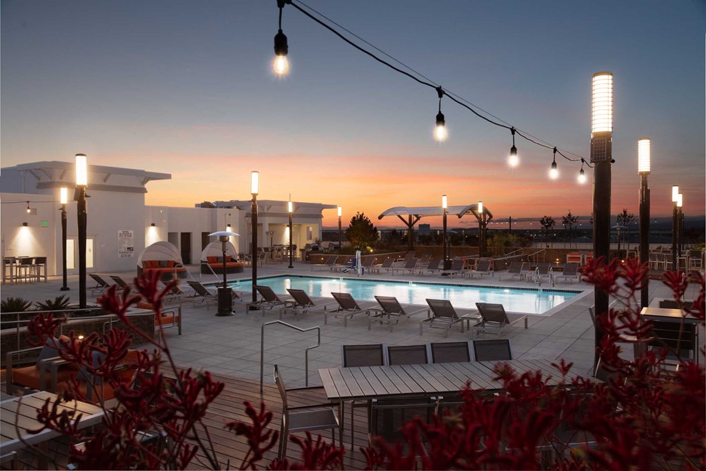 The Edge Milpitas CA pool night