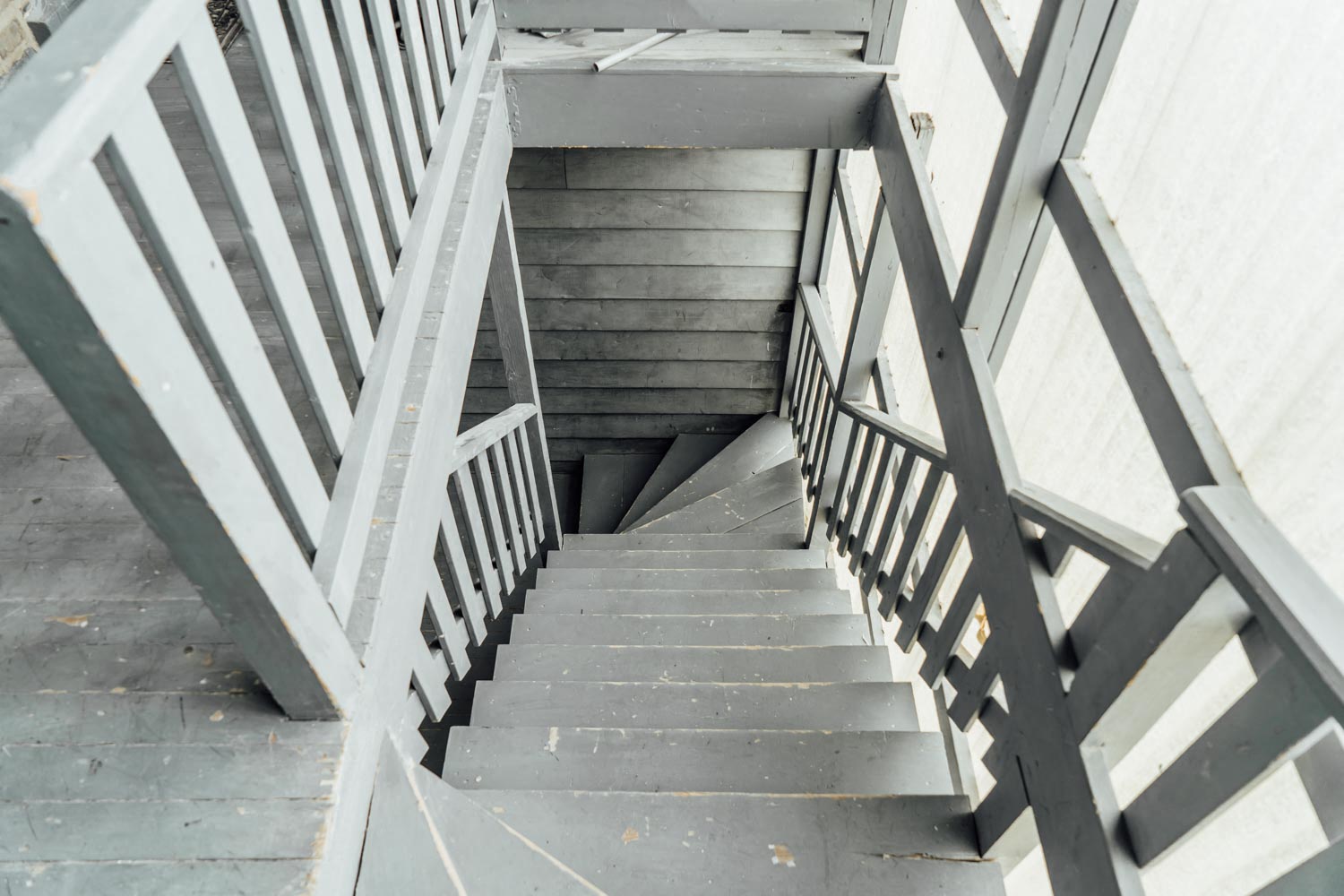the stairs to the top of a building