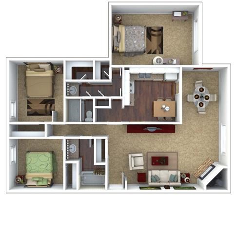 C23 Floor Plan at London House Apartments, Lenexa, KS