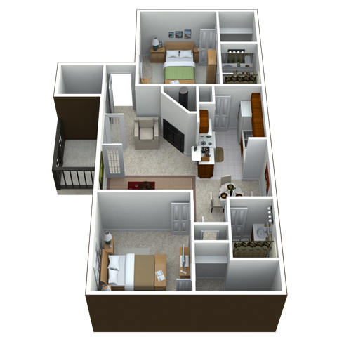 B1R2 Floor Plan at Springhill Apartments, Overland Park