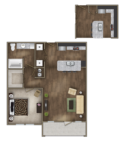 A3 Floor Plan at Imperial Lofts, Sugar Land, Texas
