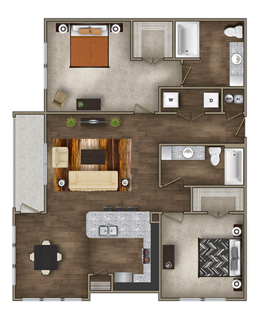 B2 Floor Plan at Imperial Lofts, Sugar Land, TX, 77498