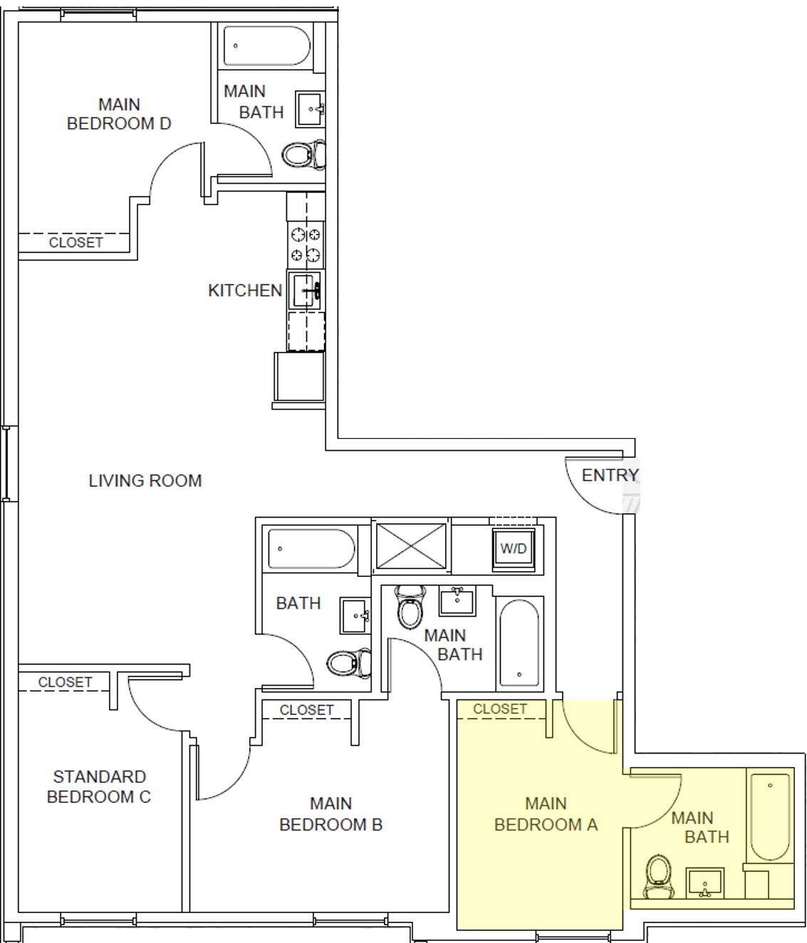 Pine Floor Plan Main Bedroom A