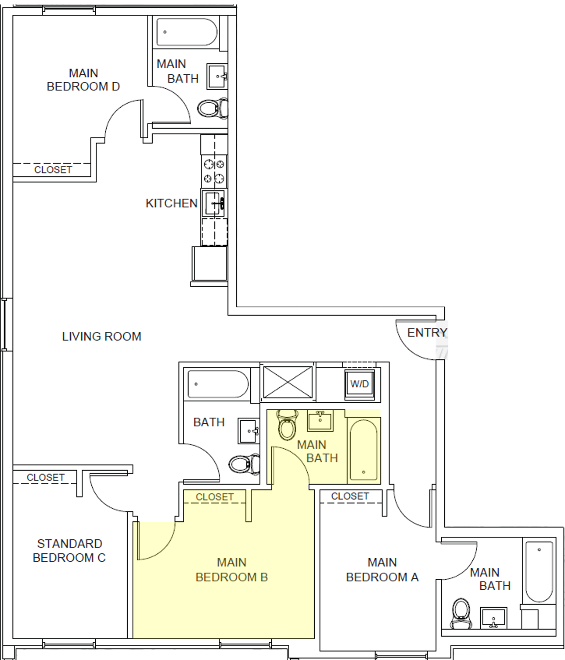 Pine Floor Plan Main Bedroom B