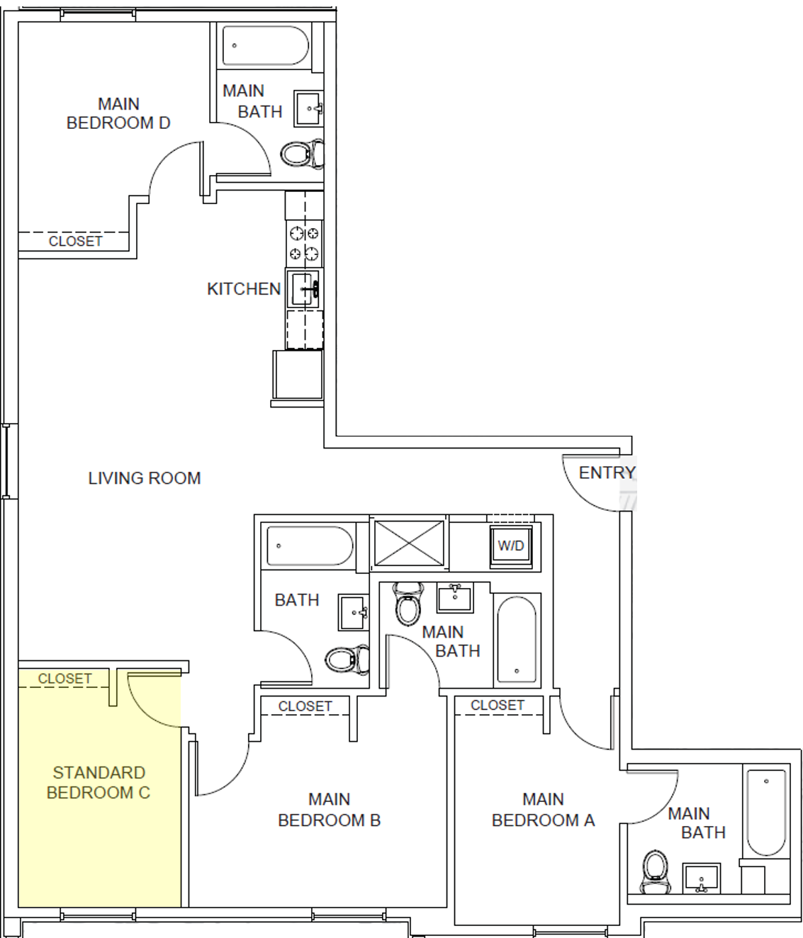 Pine Floor Plan Standard Bedroom C