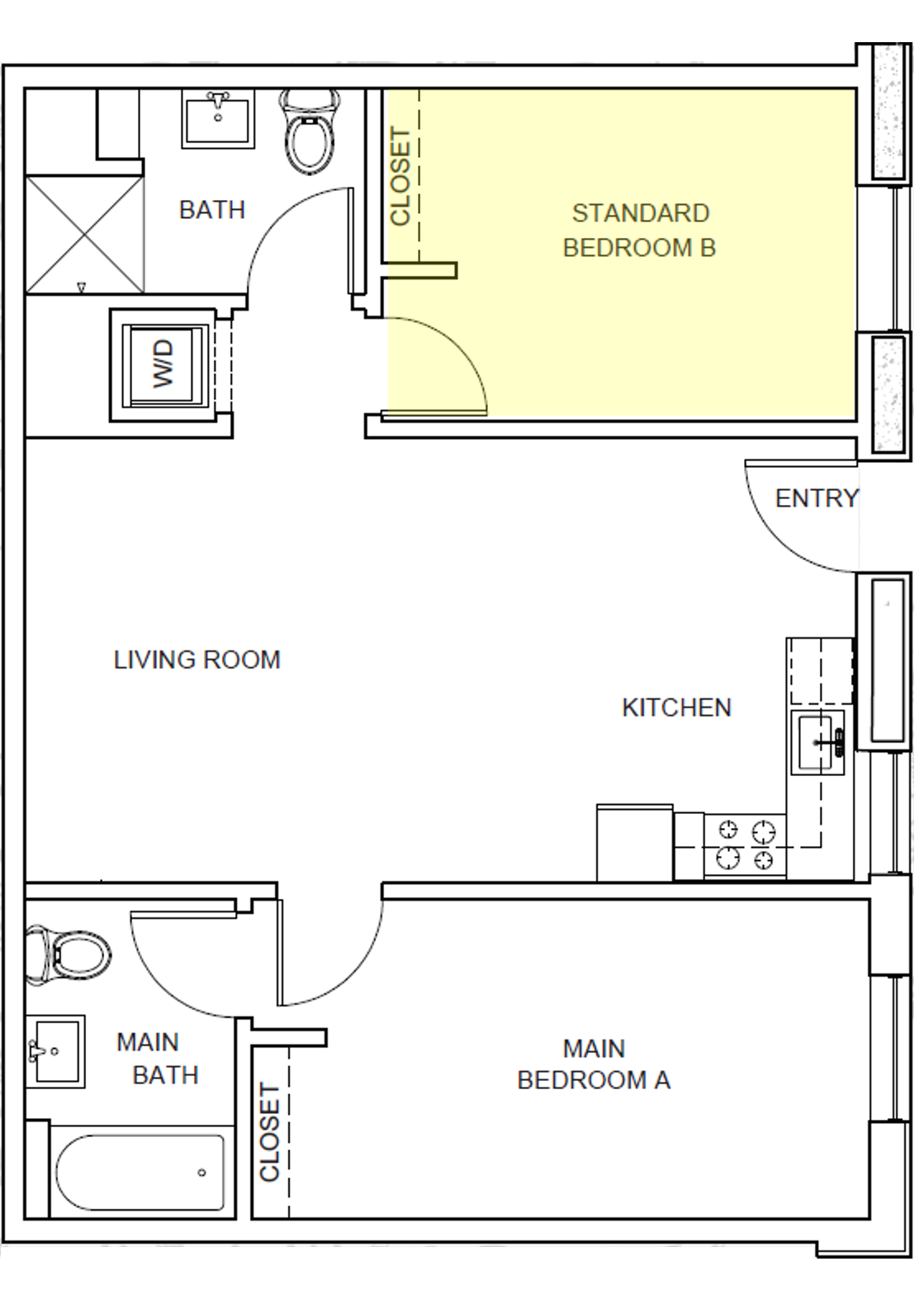 Shamrock Floor Plan Standard Bedroom