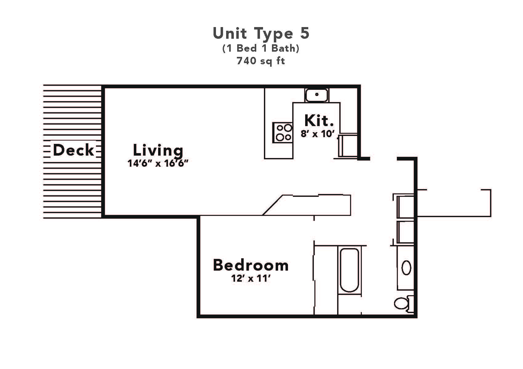 black and white 1x1 floor plan layout