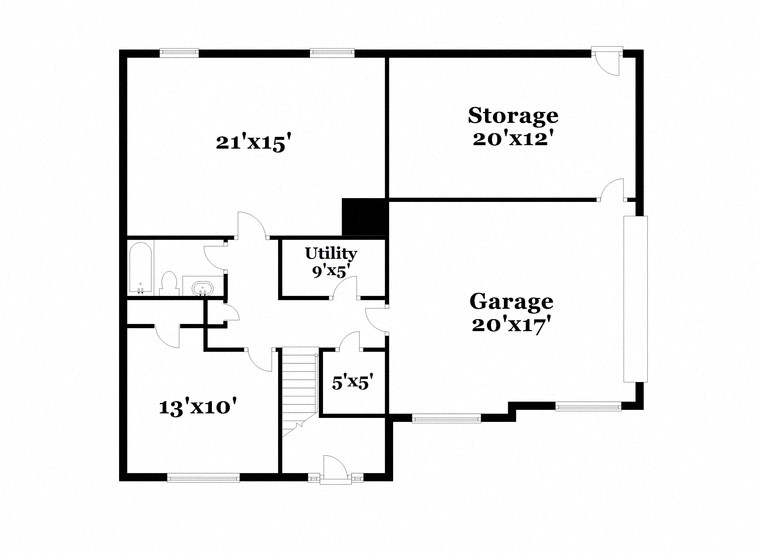 floor plan of the second floor of a house with a garage