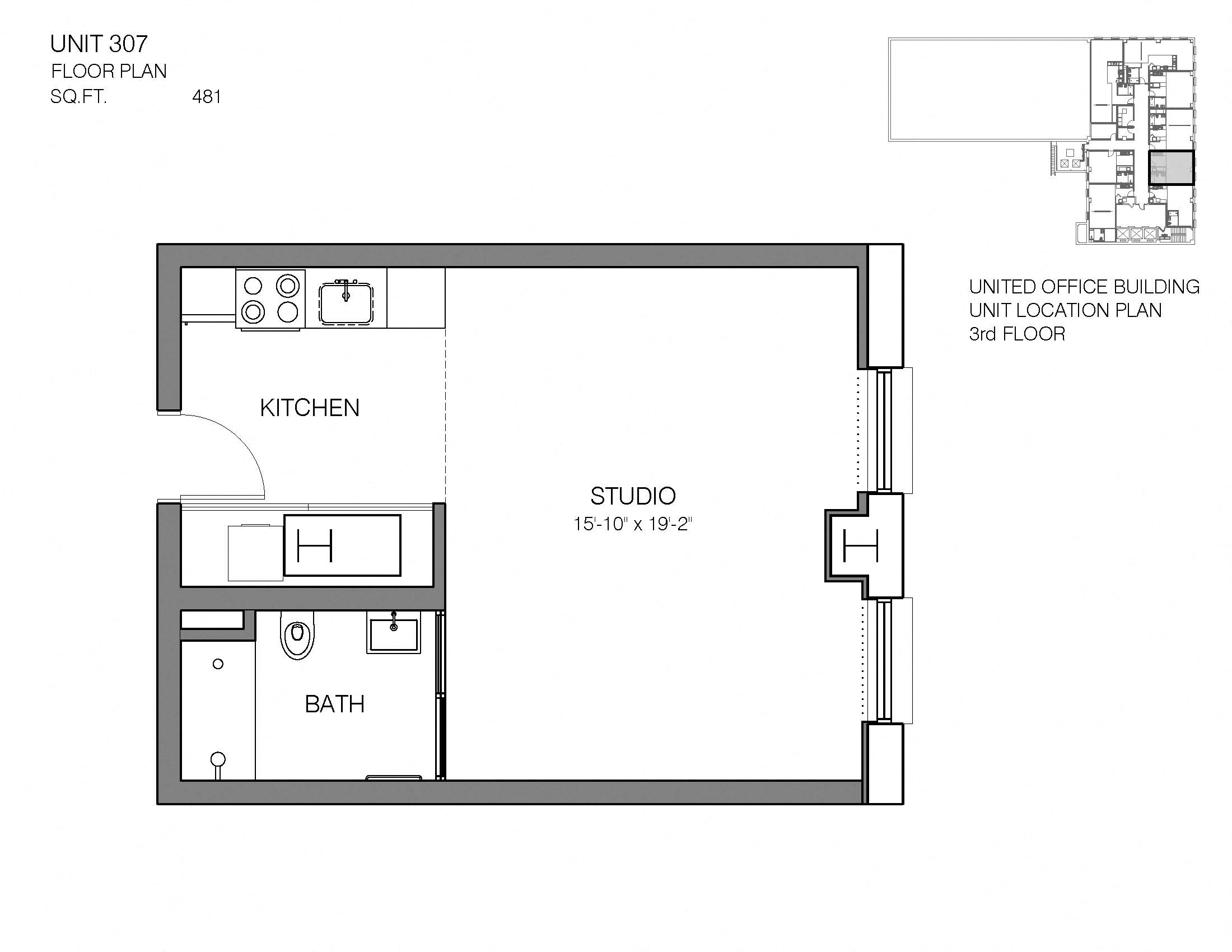 307 Floor Plan at Market District Lofts, 2012 W. 25th St, Cleveland