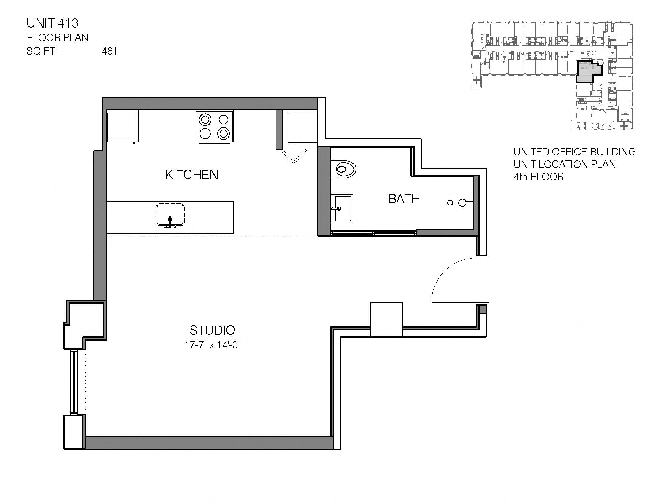 413 Floor Plan at Market District Lofts, OH, 44113