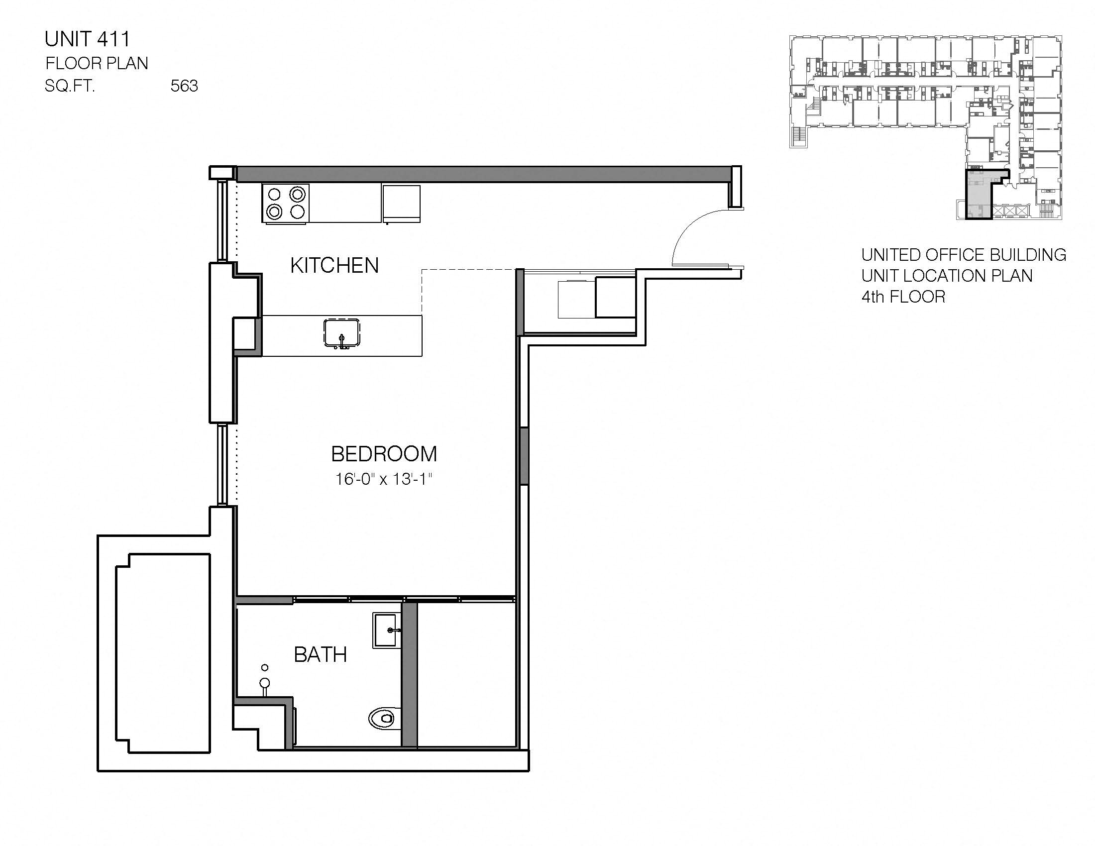 411 Floor Plan at Market District Lofts, Ohio, 44113