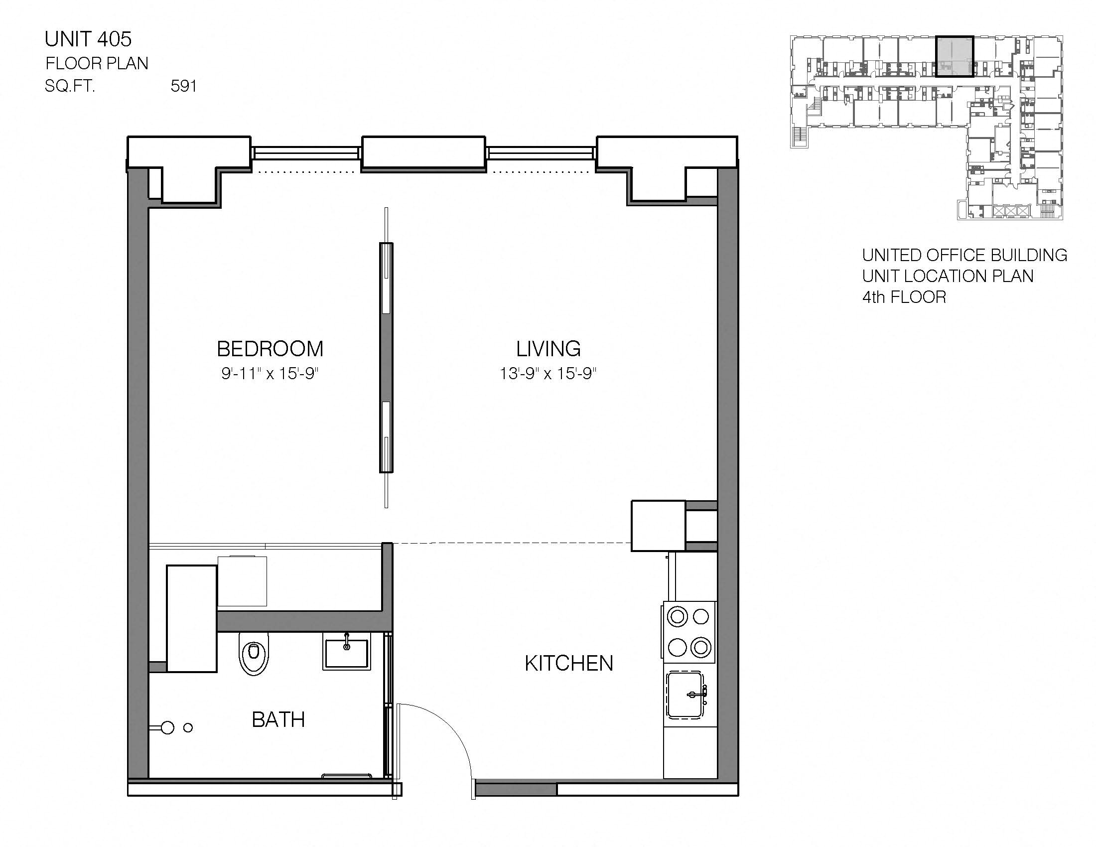 405 Floor Plan at Market District Lofts, Cleveland, 44113
