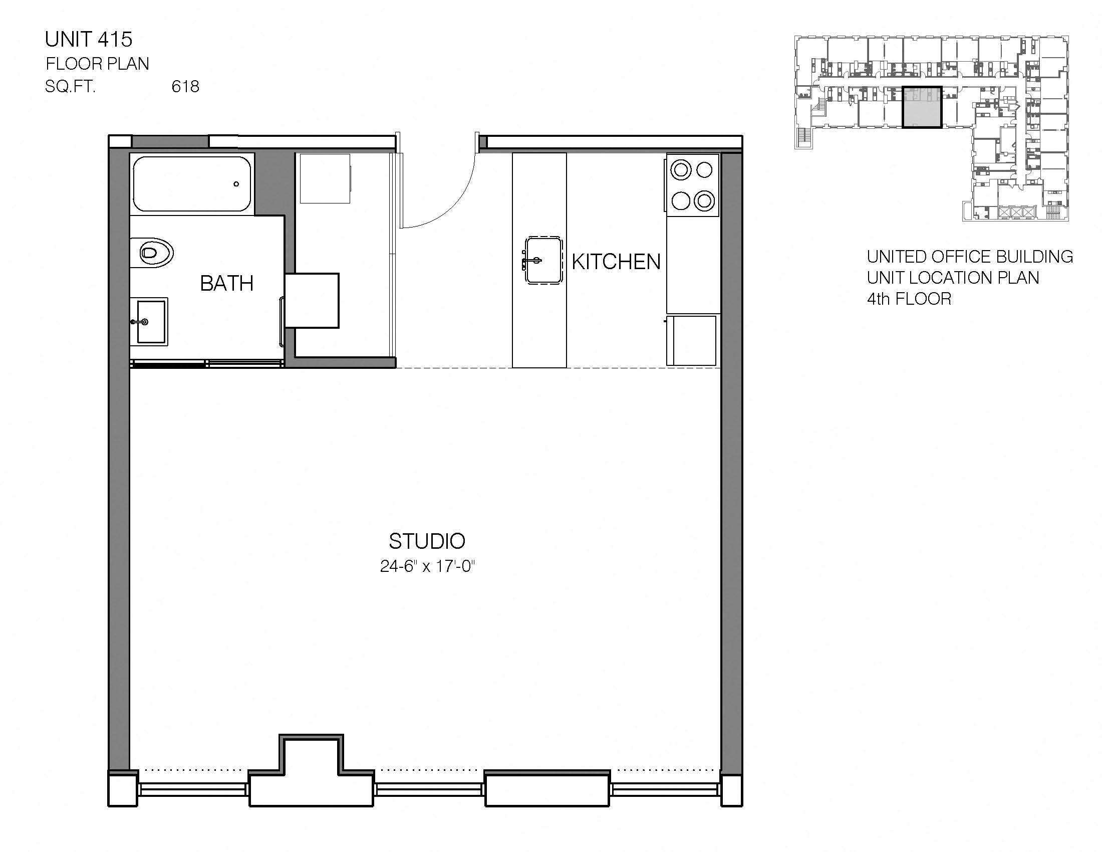 415 Floor Plan at Market District Lofts, OH, 44113