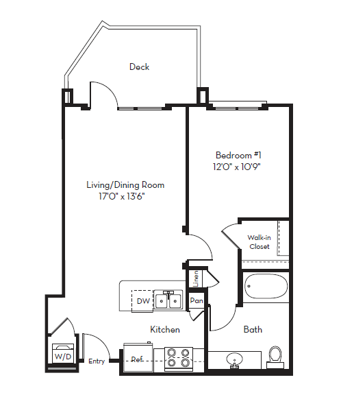 1 Bed 1 Bath Plan B at Apex Mission Valley, San Diego