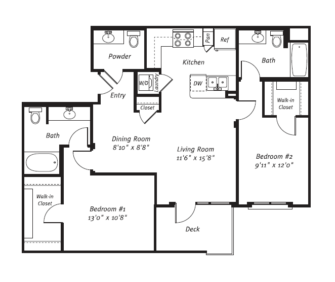 2 Bed 2.5 Bath Plan B at Apex Mission Valley, San Diego