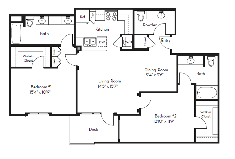 2 Bed 2.5 Bath Plan C at Apex Mission Valley, San Diego, 92108