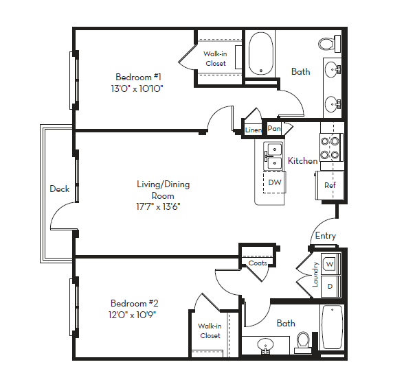 2 Bed 2 Bath Plan B at Apex Mission Valley, San Diego, CA, 92108
