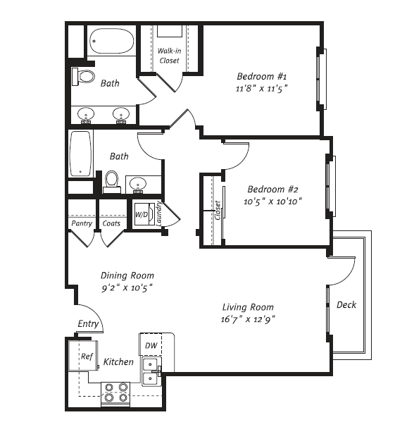 2 Bed 2 Bath Plan D at Apex Mission Valley, San Diego, CA