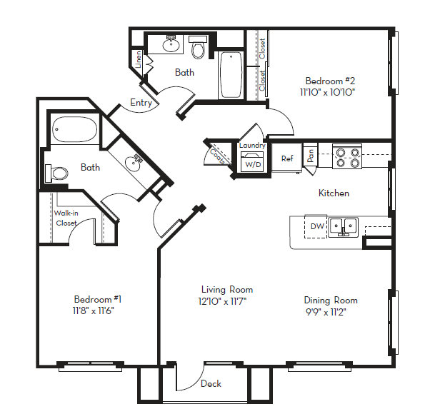 2 Bed 2 Bath Plan E at Apex Mission Valley, San Diego, CA, 92108