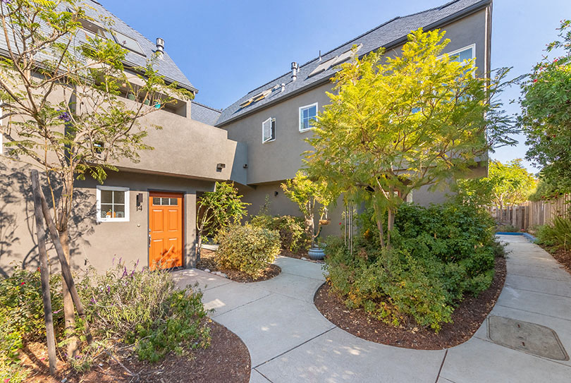Landscaped entry to apt home  l 132 Clay Street Apartments