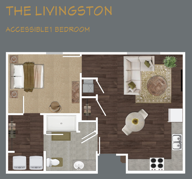 a floor plan of a bedroom with a living room
