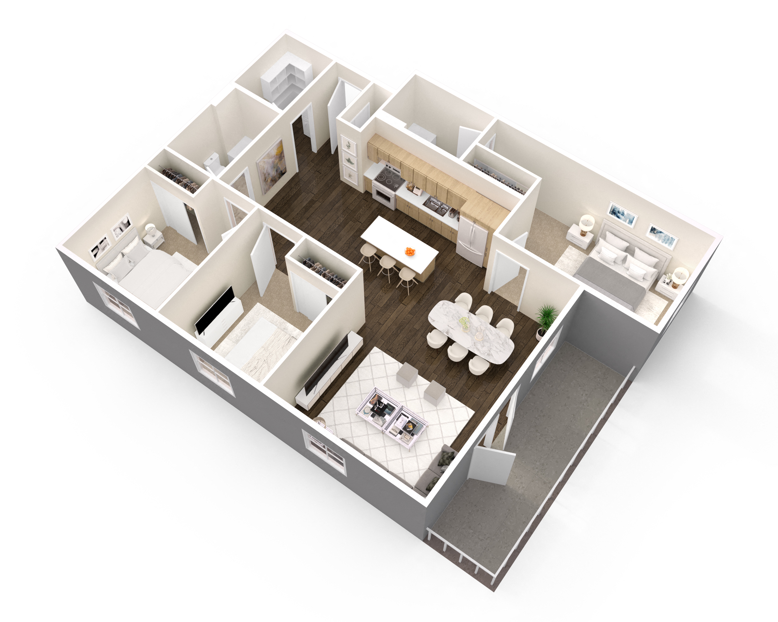 3 bedroom 2 bathroom unit