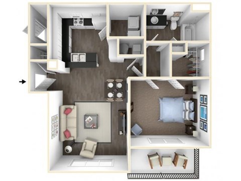 1 Bed 1 Bath Floor Plan at Grayson Park Estates, Georgia, 30017