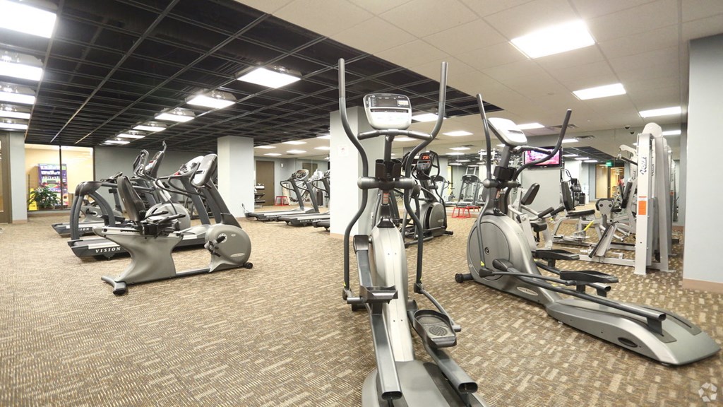 the state of the art gym in the fitness center at the village