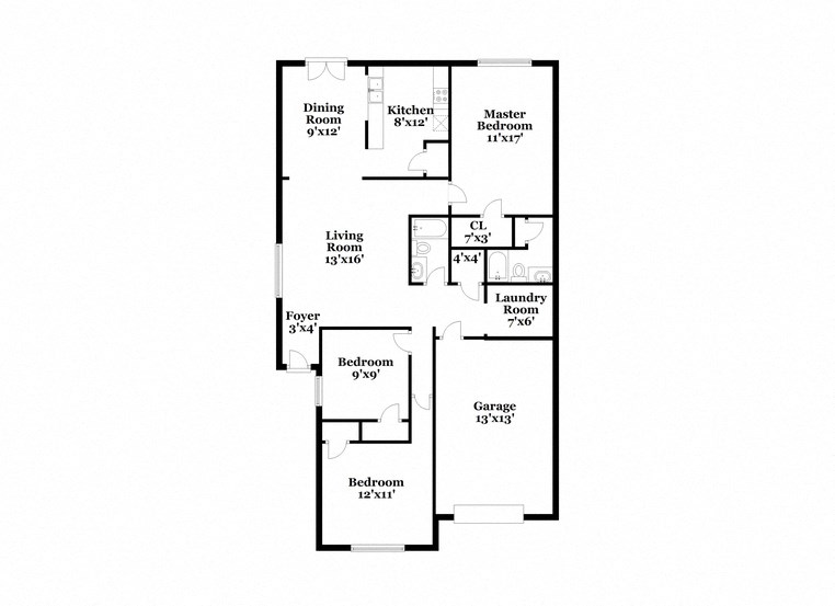 a floor plan of a house with a bedroom and a living room