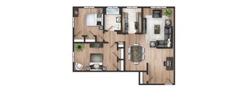 2 Bedrooms, 1 Bath D