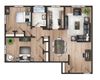 2 Bedrooms, 1 Bath D