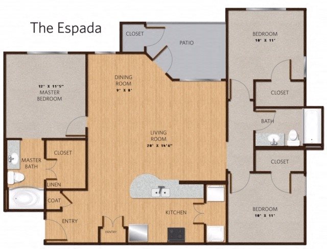 The Espada Floor Plan 3Bed-2Bath
