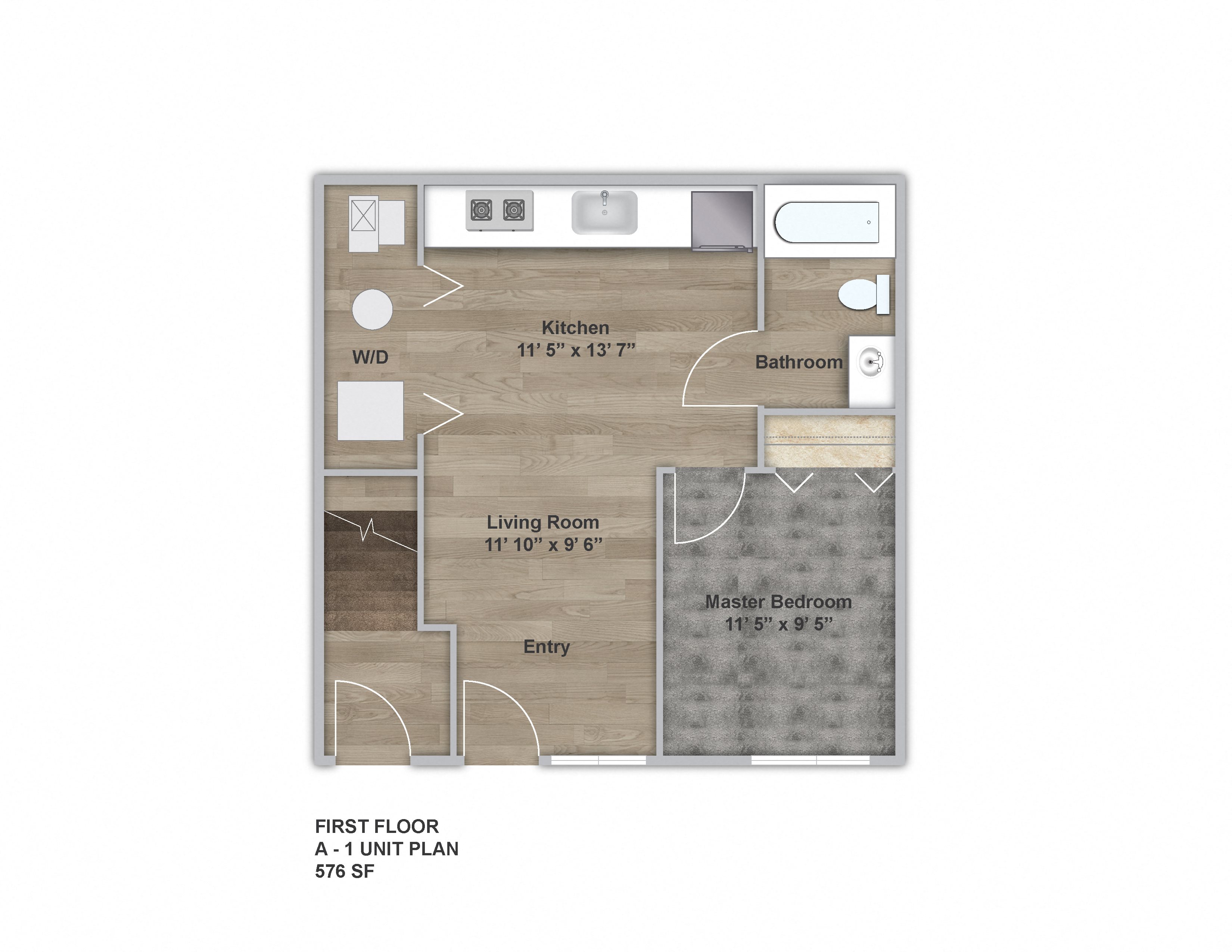 1 Bedroom, First Floor Floor Plan 1