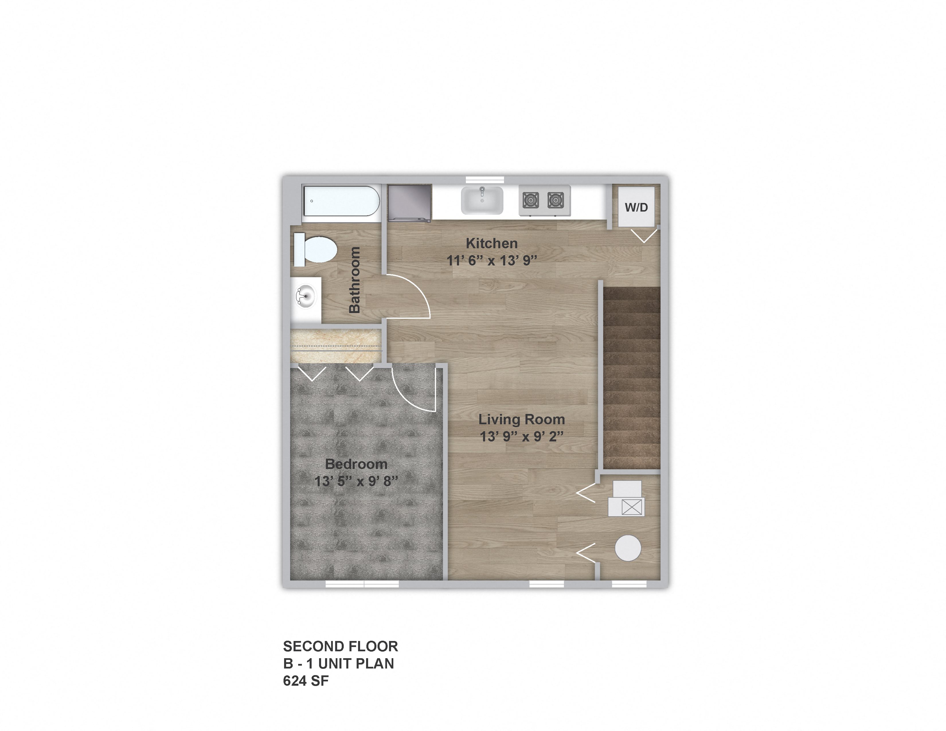1 Bedroom - Second Floor Floor Plan 3