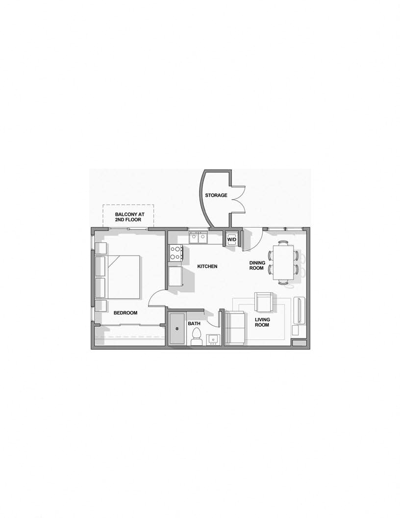 1 Bed Floorplan at Saddleview Apartment Homes, Montana, 59715