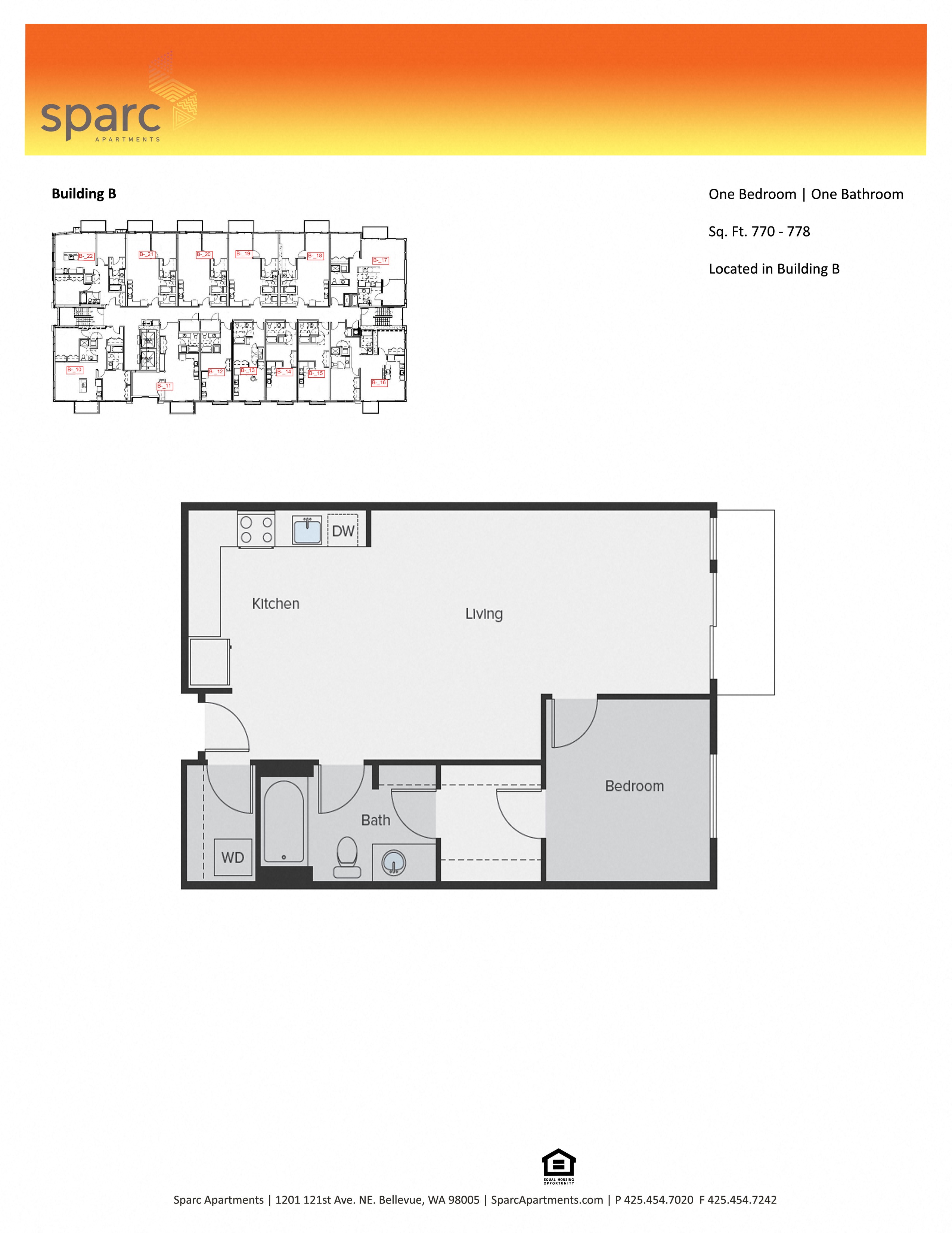 Sparc Apartments 1x1 Building B and C Floor Plan