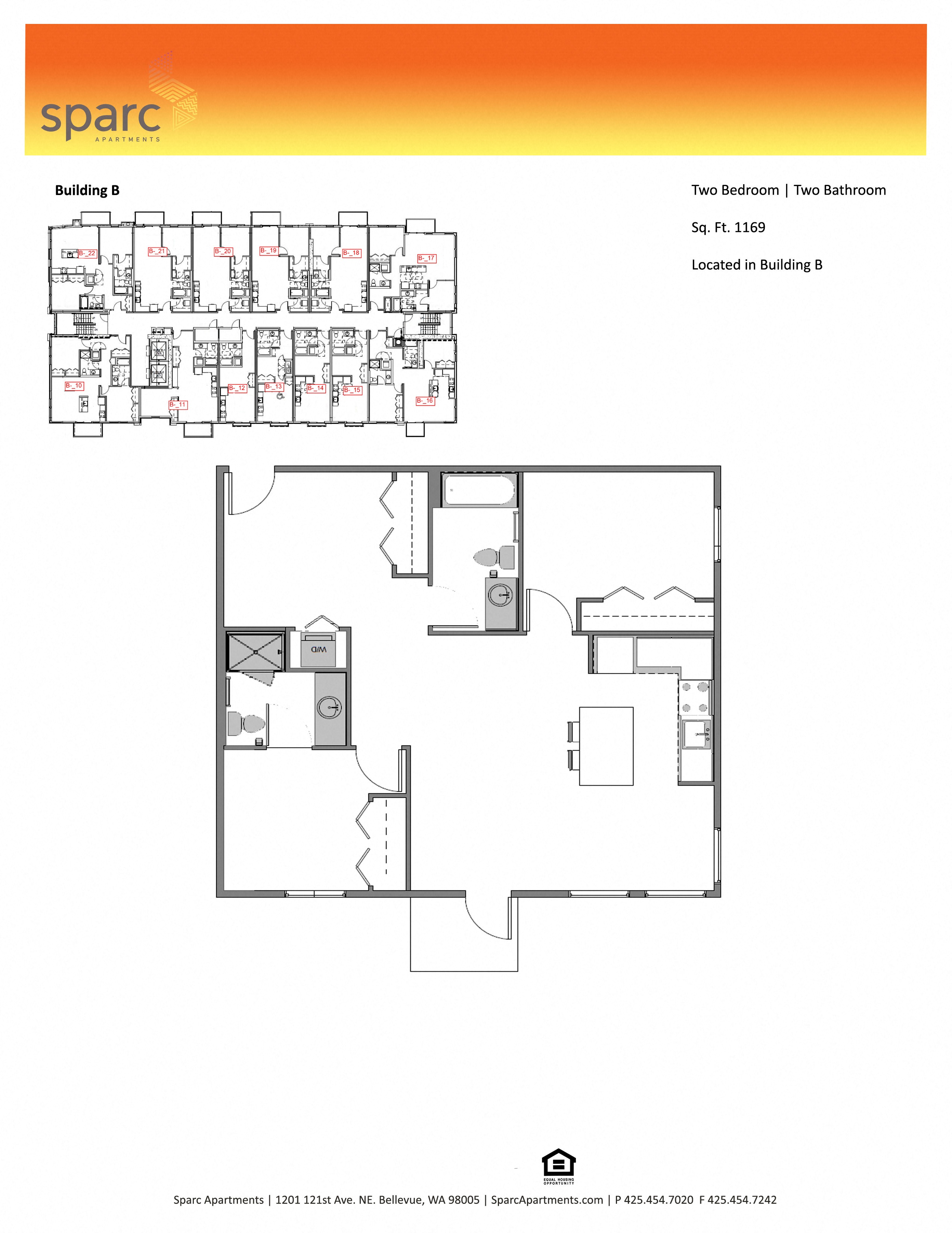 Sparc Apartments 2x2 Building B and D Floor Plan