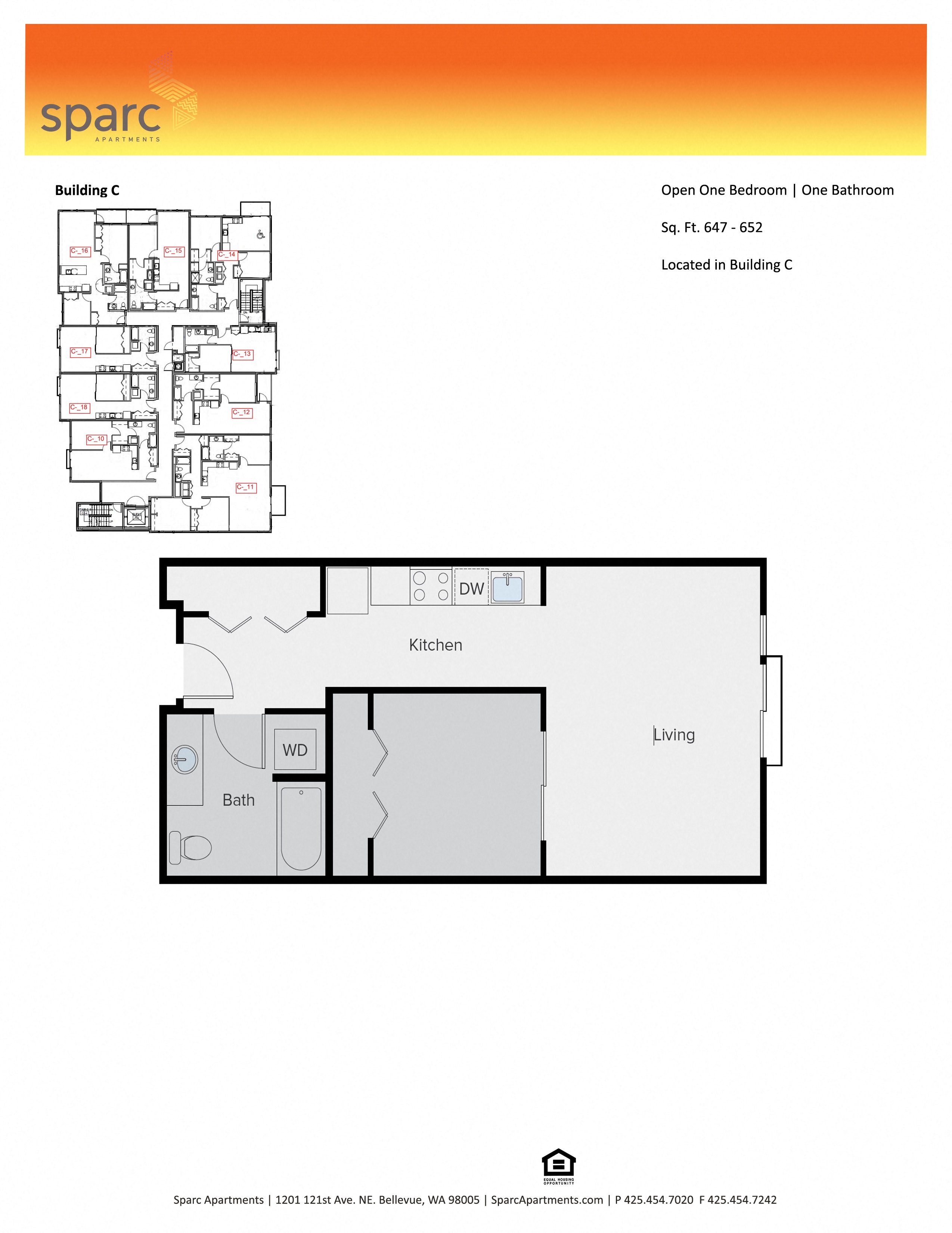 Sparc Apartments 1x1 Building C Floor Plan