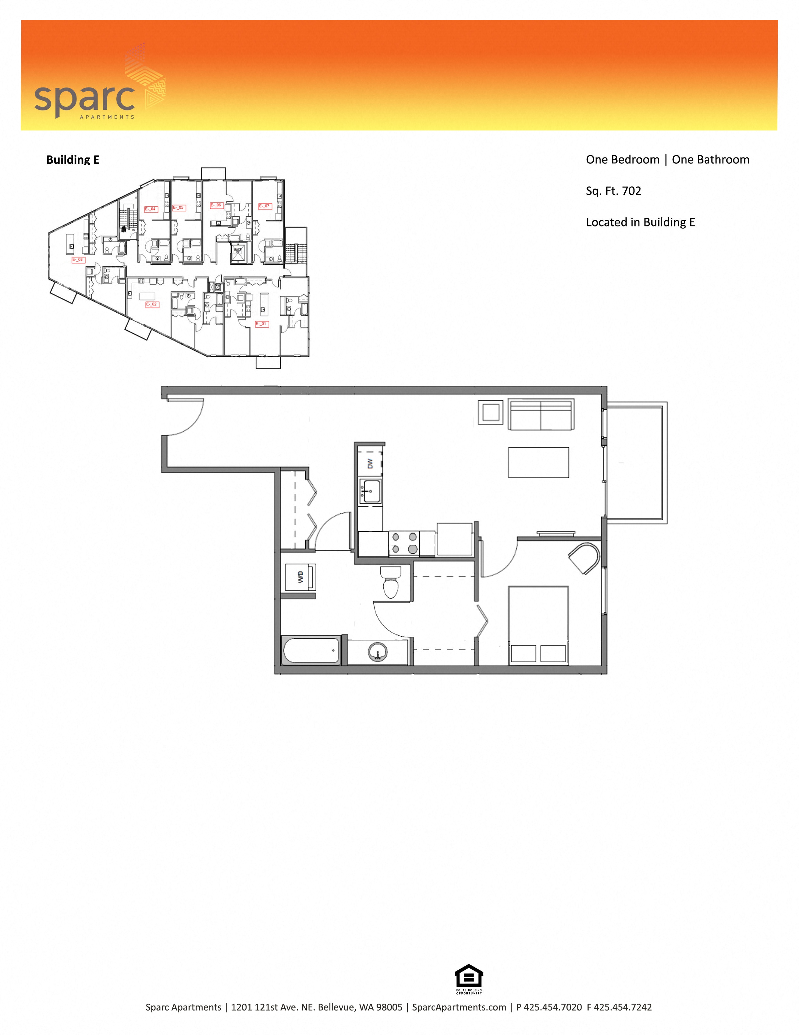 Sparc Apartments 1x1 Floor Plan