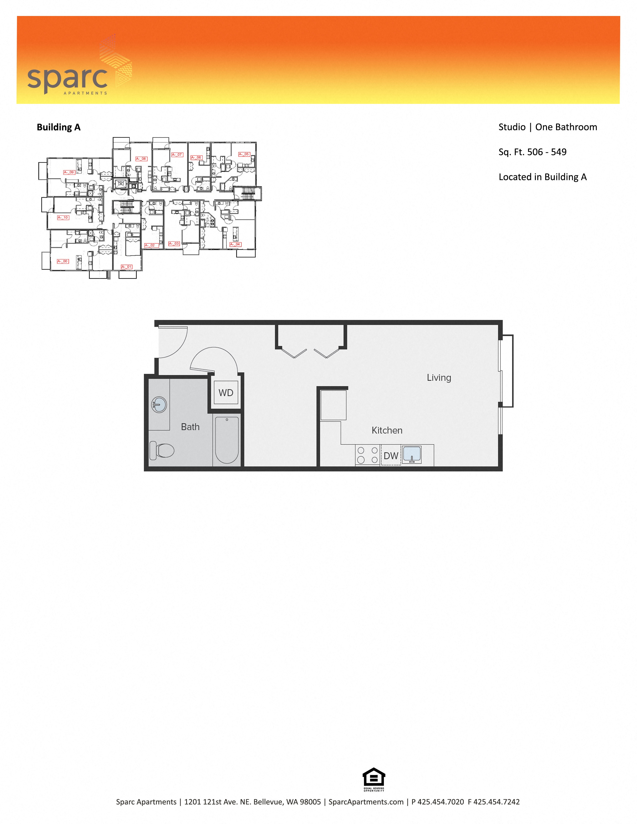 Sparc Apartments Studio Floor Plan