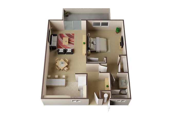 Birmingham One Bed One Bath Floor Plan Birmingham One Bed One Bath Floor Plan at Carrington Apartments, Fremont, 94538