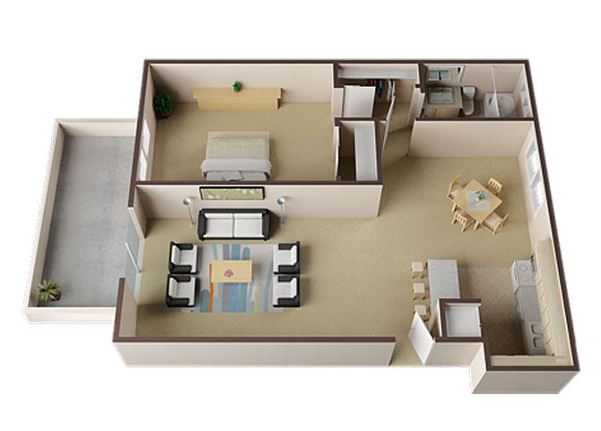 Cambridge One Bed One Bath Floor Plan Cambridge One Bed One Bath Floor Plan at Carrington Apartments, Fremont, California