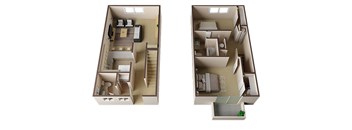 Essex Townhome Two Bedroom Floor Plan at Carrington Apartments, California