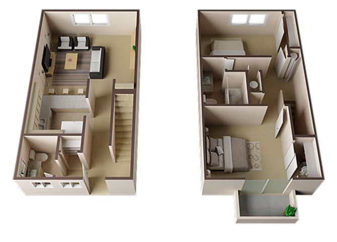 Essex Townhome Two Bedroom Floor Plan Essex Townhome Two Bedroom Floor Plan at Carrington Apartments, California