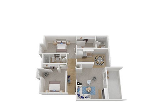 Two Bed Two Bath Floor Plan at Carriage House, Fremont, California