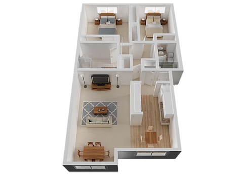 Two Bed Two Bath Floor Plan at The Glens, San Jose, California