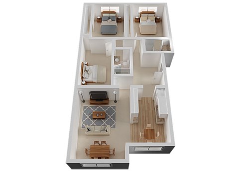 Three Bed Two Bath Floor Plan at The Glens, California, 95125