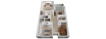 Two Bed Two Bath Floor Plan at The Glens, San Jose