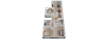 Three Bed Two Bath Floor Plan at The Glens, San Jose, CA, 95125